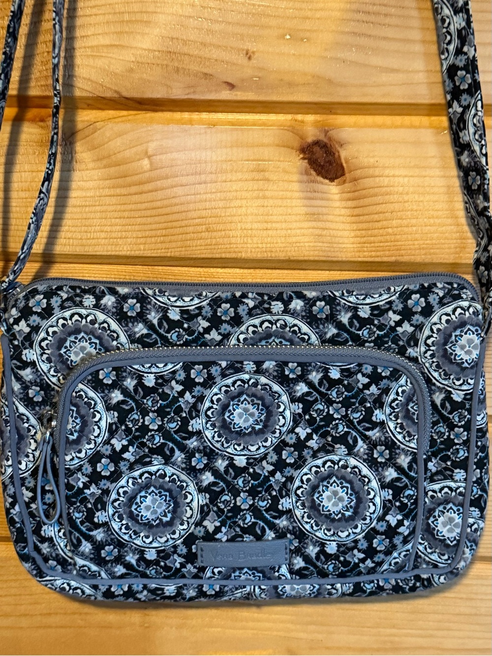 Vera Bradley Quilted Floral Medallion Crossbody Bag in Black and Gray